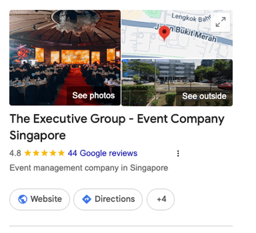 The Executive Group Google Business Profile — 4.8 stars, 44 reviews