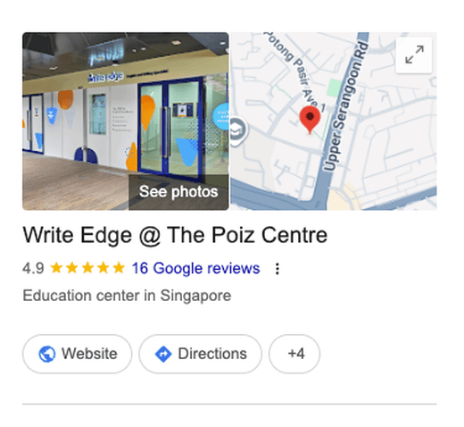 Write Edge The Poiz Centre Google Business Profile — 4.9 stars, 16 reviews