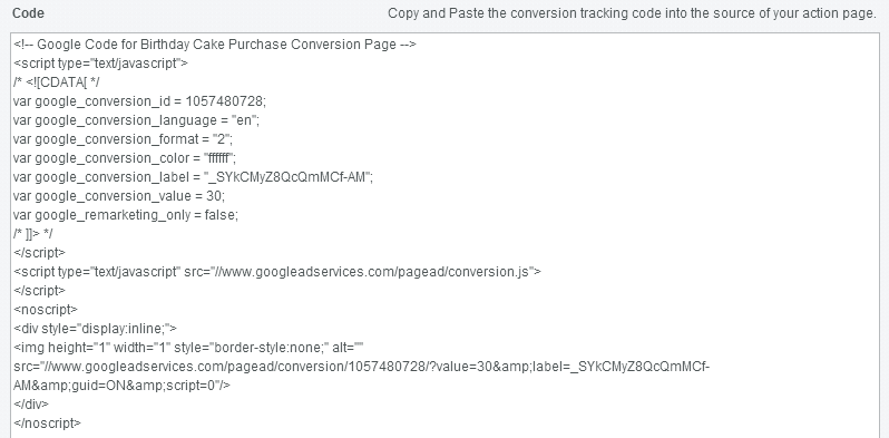 google-adwords-code-conversion