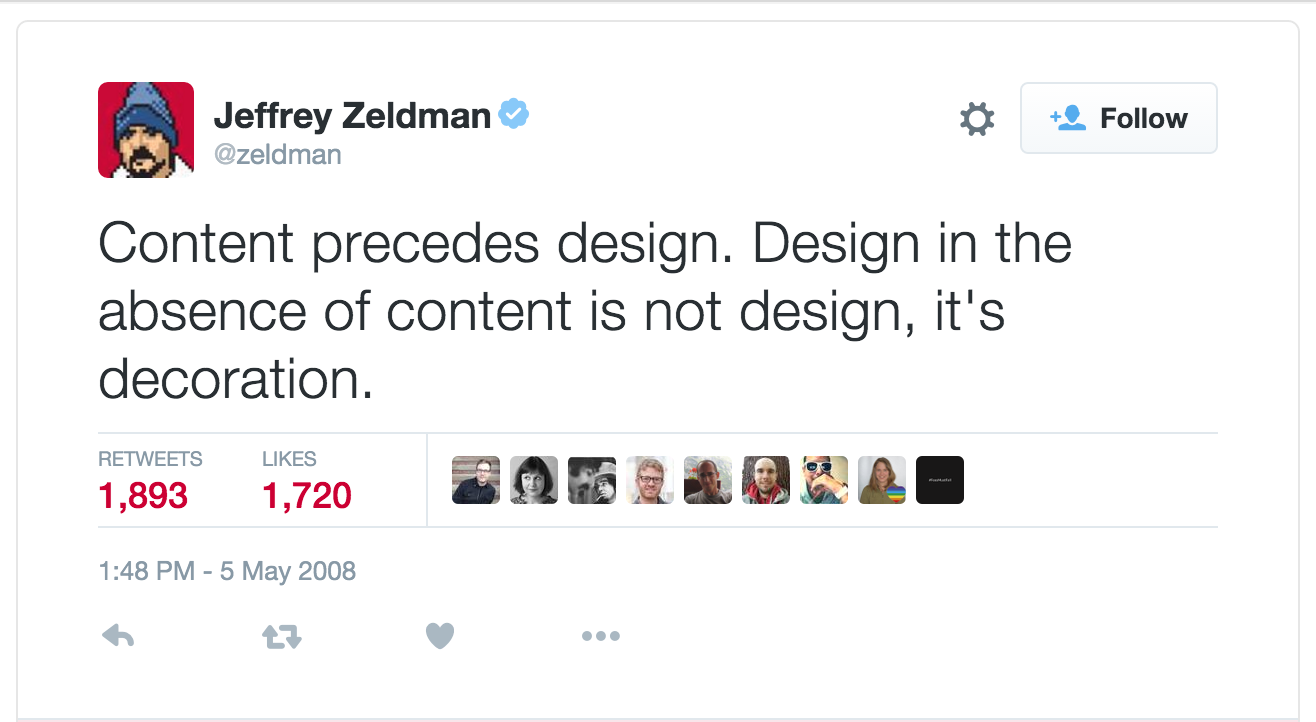 Jeff Zeldman tweet