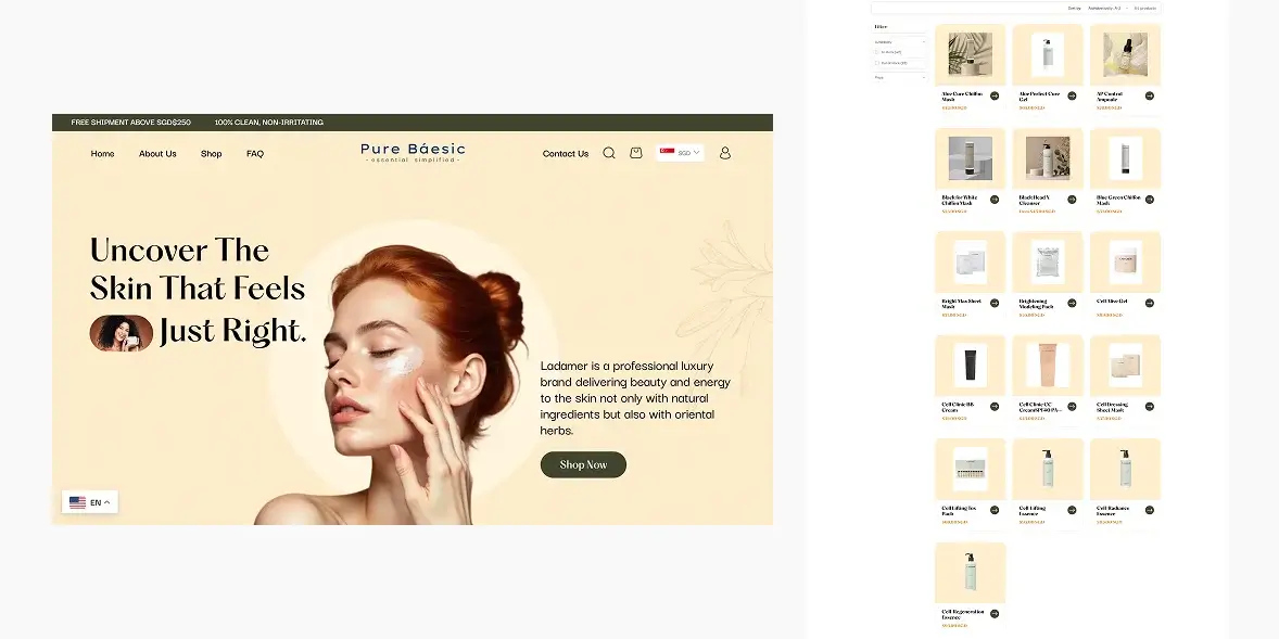 pure baesic product page