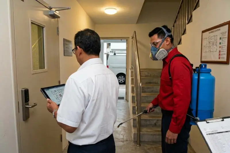 Fore Pest Control technician on site in Singapore — Awebstar Google Ads case study